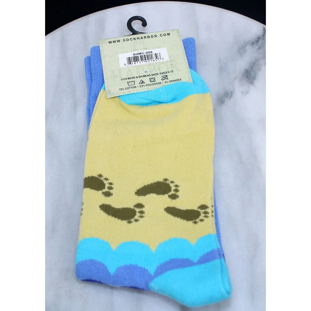 Sock Harbor I Love My Job Vacation Novelty Crew Socks Blue Yellow SHMC-008 NEW